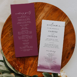 Modern Watercolor   Red Wedding Program Programme