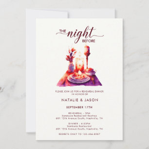 Modern Watercolor Rehearsal Dinner Table Invitation