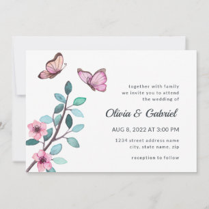 Modern watercolor. Romantic Garden Wedding Invitation