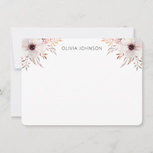 Modern Watercolor Rustic Pink Floral Personalized Card