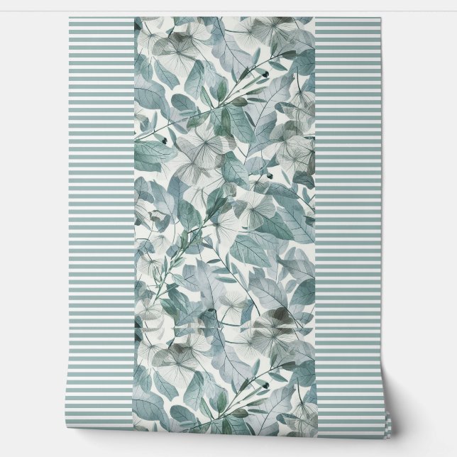 Modern  watercolor  sage green eucalyptus leaves   wallpaper (Unrolling)