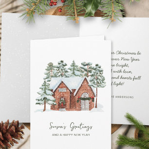 Modern Watercolor Scandinavian Pine Tree Christmas Card