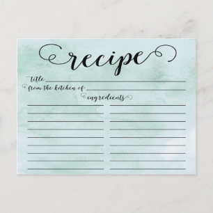 Modern Watercolor Script Bridal Shower Recipe Card