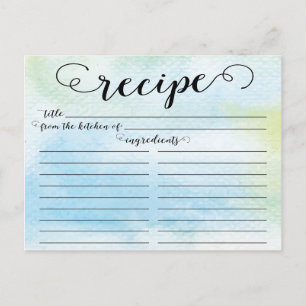 Modern Watercolor Script Bridal Shower Recipe Card