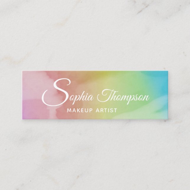 Modern Watercolor Script Rainbow  - Business Card (Front)
