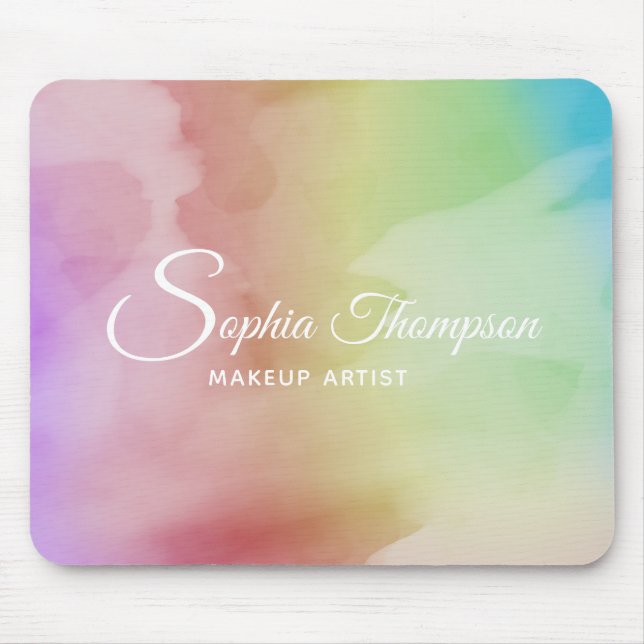Modern Watercolor Script Rainbow Pastel - Mousepad (Front)