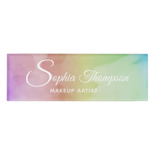 Modern Watercolor Script Rainbow Pastel - Name Tag