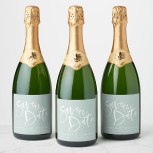 Modern watercolor script typography wedding simple sparkling wine label
