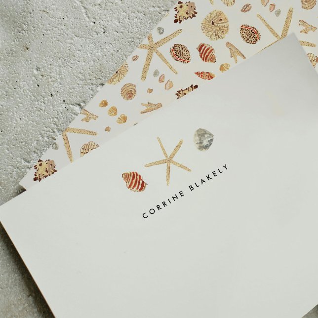 Modern Watercolor Seashells Personalised Card (Modern Watercolor Seashells Personalized Note Card)