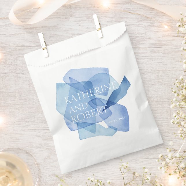 Modern Watercolor Shapes Wedding Monogram Favour Bags (Clipped)