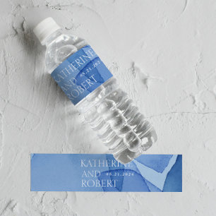 Modern Watercolor Shapes Wedding Monogram Water Bottle Label