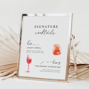 Modern Watercolor Signature Drinks Wedding Menu