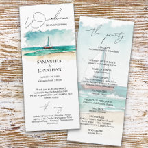 Modern watercolor simple blue ocean Cruise wedding