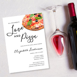 Modern Watercolor Simple Love and Pizza Invitation