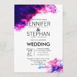 Modern Watercolor Smudges Wedding Invitations