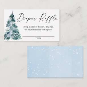 Modern watercolor snow winter blue diaper raffle enclosure card