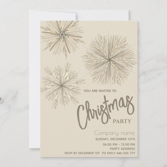 Modern  watercolor snowflake Christmas party Invitation (Front)