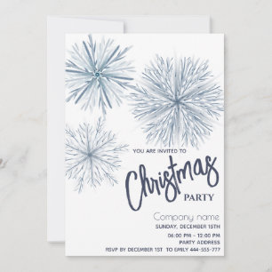Modern watercolor snowflake Christmas party Invitation