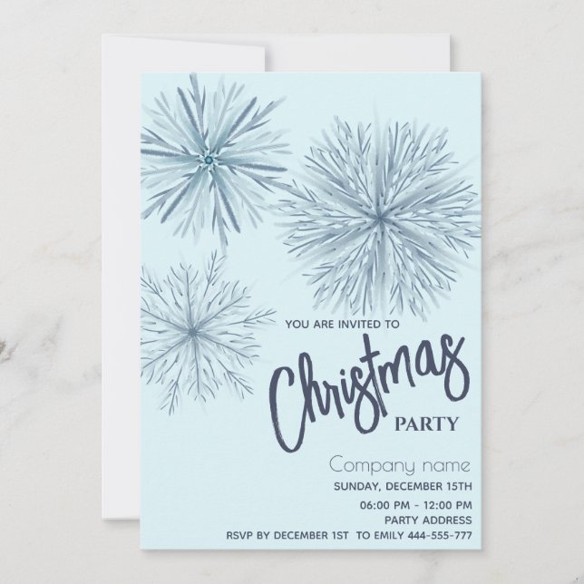 Modern  watercolor snowflake Christmas party Invitation (Front)