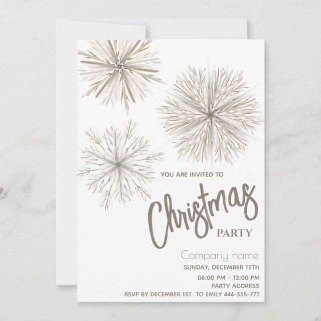 Modern  watercolor snowflake Christmas party Invitation (Front)