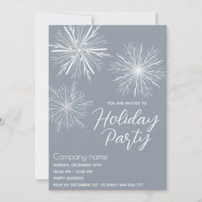Modern watercolor snowflake Holiday party  Invitation (Front)