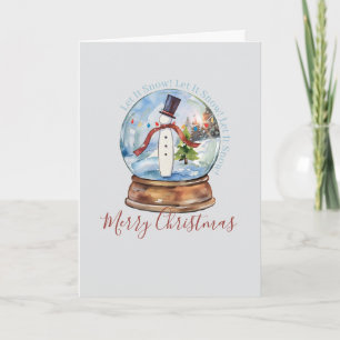 Modern Watercolor Snowman Christmas Greeting Card
