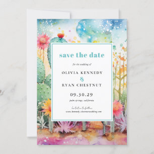 Modern Watercolor Southwest Desert Save the Date  Invitation