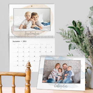 Modern Watercolor Splash Family Photo 2026 Calendar