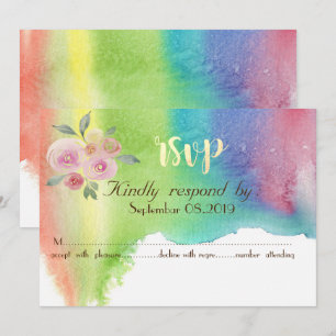 Modern Watercolor Splash Flower RSVP Card