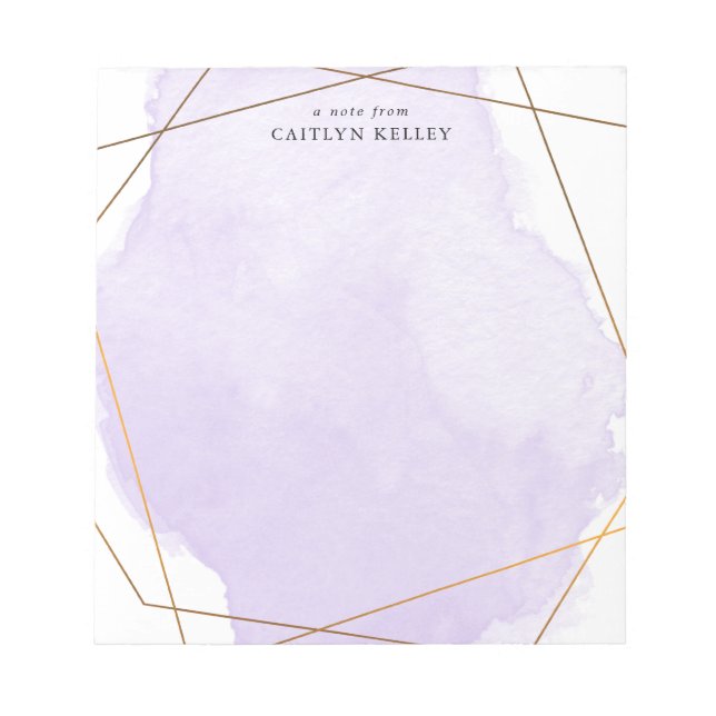 Modern Watercolor Splash Gold/Purple Personalised Notepad (Front)