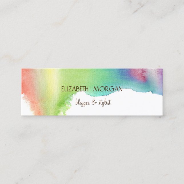 Modern Watercolor Splash Mini Business Card (Front)