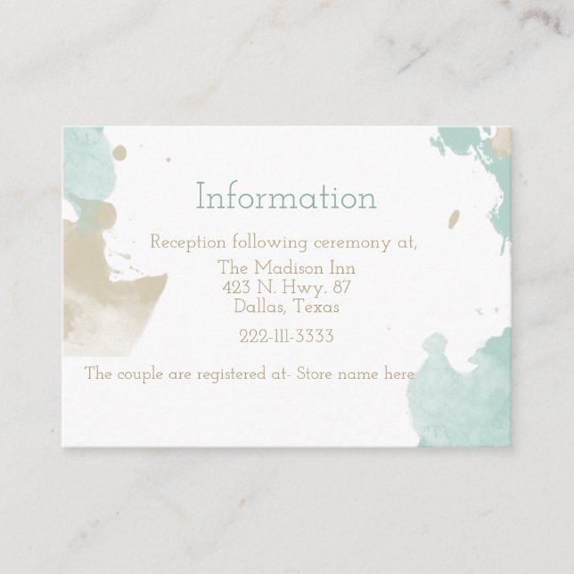 Modern Watercolor Splashes Enclosure Card (Front)