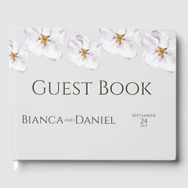 modern watercolor spring blossom collection guest book (Front)
