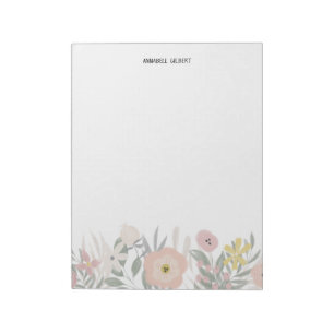 Modern Watercolor Spring Garden Floral Greenery Notepad