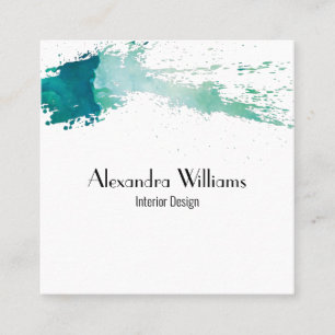 Modern Watercolor Square Business Card