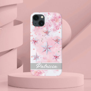 Modern  Watercolor Stars Pink  iPhone 13 Case