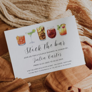 Modern Watercolor Stock The Bar Couples Shower Invitation