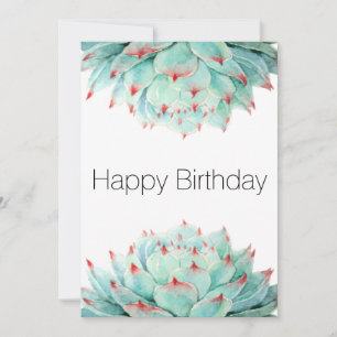 Modern Watercolor Succulents Birthday Card