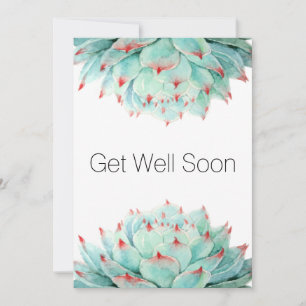 Modern Watercolor Succulents Get Well Soon Card