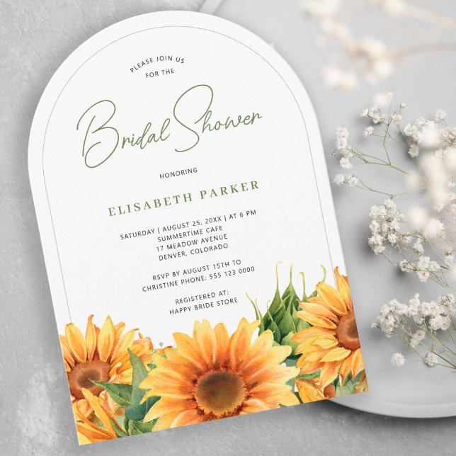 Modern watercolor sunflower bridal shower arch invitation (Creator Uploaded)
