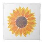 Modern Watercolor Sunflower Tile<br><div class="desc">Are sunflowers one of your favourite flowers?
Then you will enjoy this cheerful yellow watercolor sunflower ceramic tile.
Imagine it in your bathroom, kitchen or wherever you like in your home!</div>