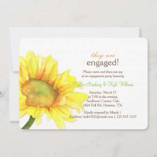 Modern Watercolor Sunflower Wedding Engagement Invitation