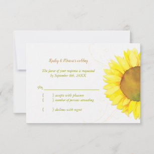 Modern Watercolor Sunflower Wedding RSVP Card
