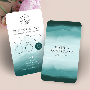 Modern Watercolor Teal Beauty Salon Nails Spa Loyalty Card