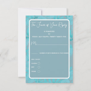 Modern Watercolor Teal Blue Floral Design RSVP Card