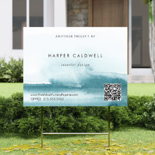 Modern Watercolor   Teal Business Yard Garden Sign