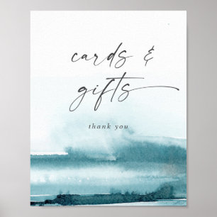 Modern Watercolor Teal Cards and Gifts Sign