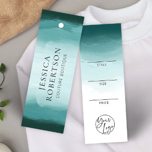 Modern Watercolor Teal Clothing Price Tag Label