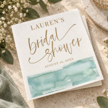 Modern Watercolor Teal & Gold Bridal Shower