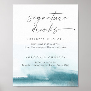 Modern Watercolor   Teal Signature Drinks Sign